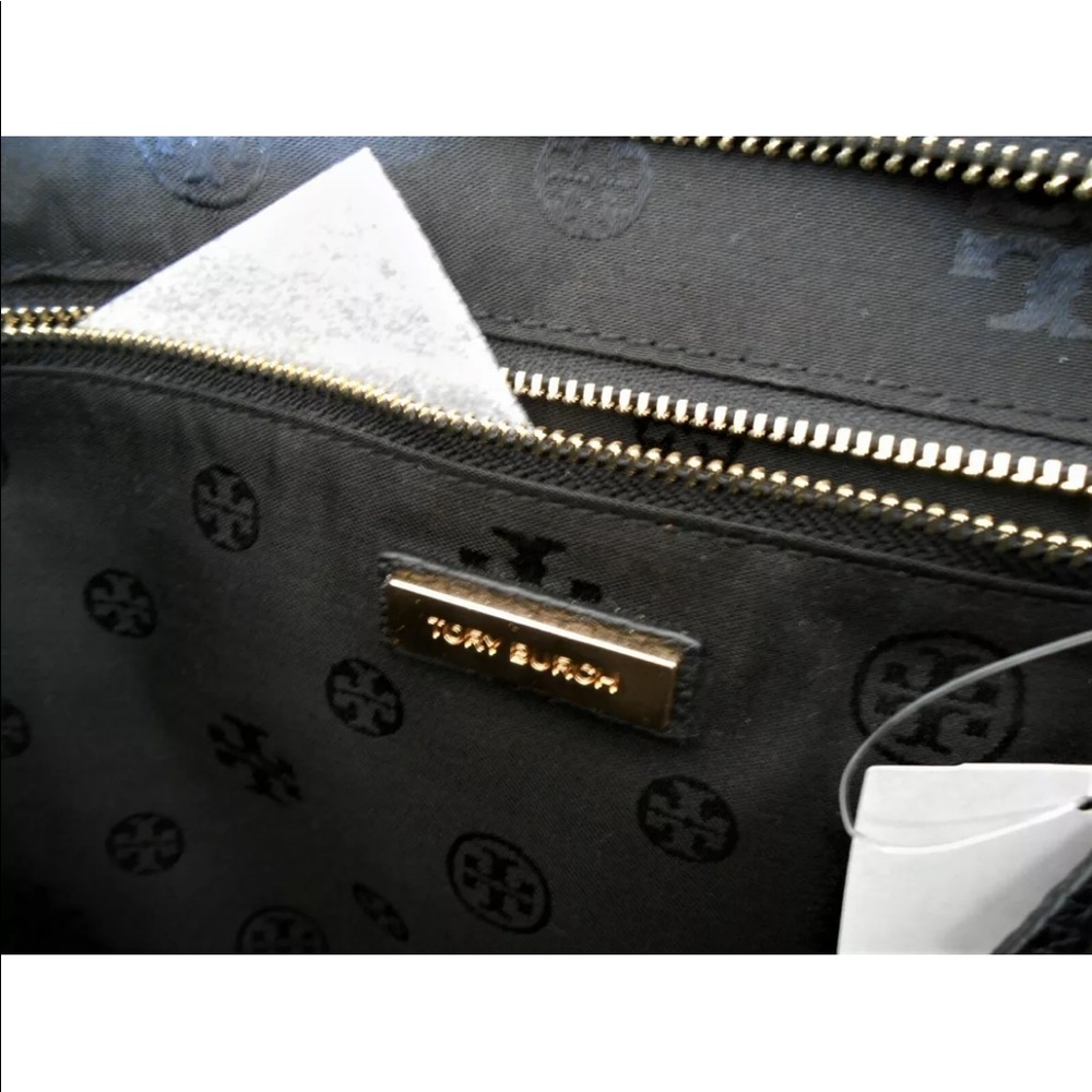 TORY BURCH THEA  LARGE ZIP TOP LEATHER TOTE LAPTOP BAG BLACK SOLD OUT BNWOT $495 - Picture 9 of 10